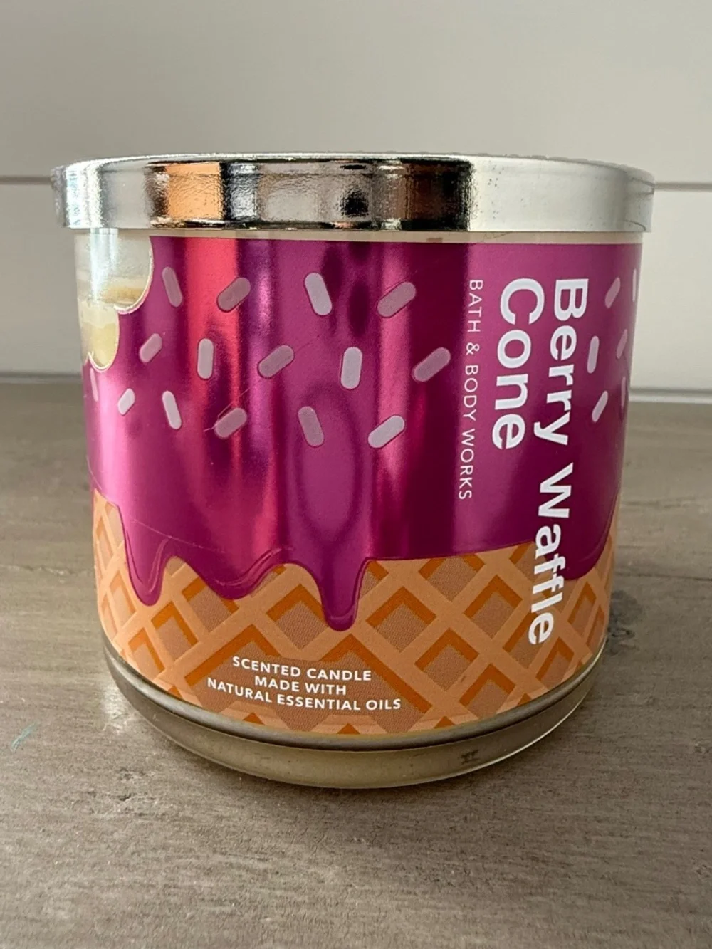 Bath & Body Works Candle Berry Waffle Cone New 3 Wick